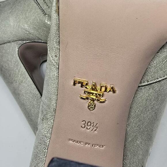 Gray Prada Mary Jane peep toe pumps sz 39.5 - Picture 8 of 9
